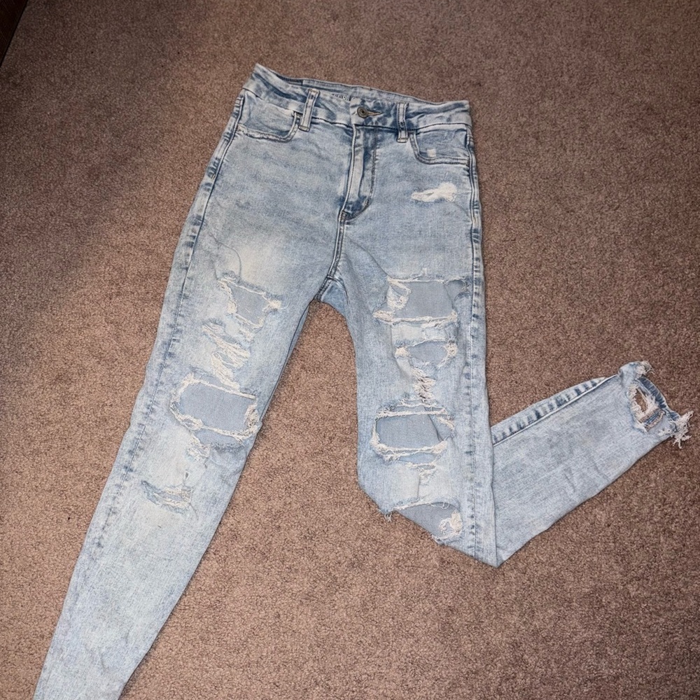 Distressed Light Blue Jeans